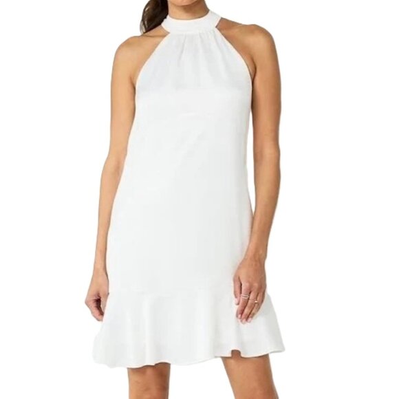 Nine West Dresses & Skirts - Nine West Ruffle Hem Sleeveless Mock Halter Dress White Size XXL